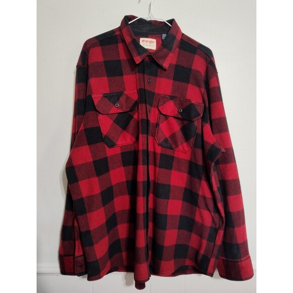 Wrangler Other - Wrangler Authentics Buffalo Plaid Fleece Shirt Long Sleeve Red Black Mens XL